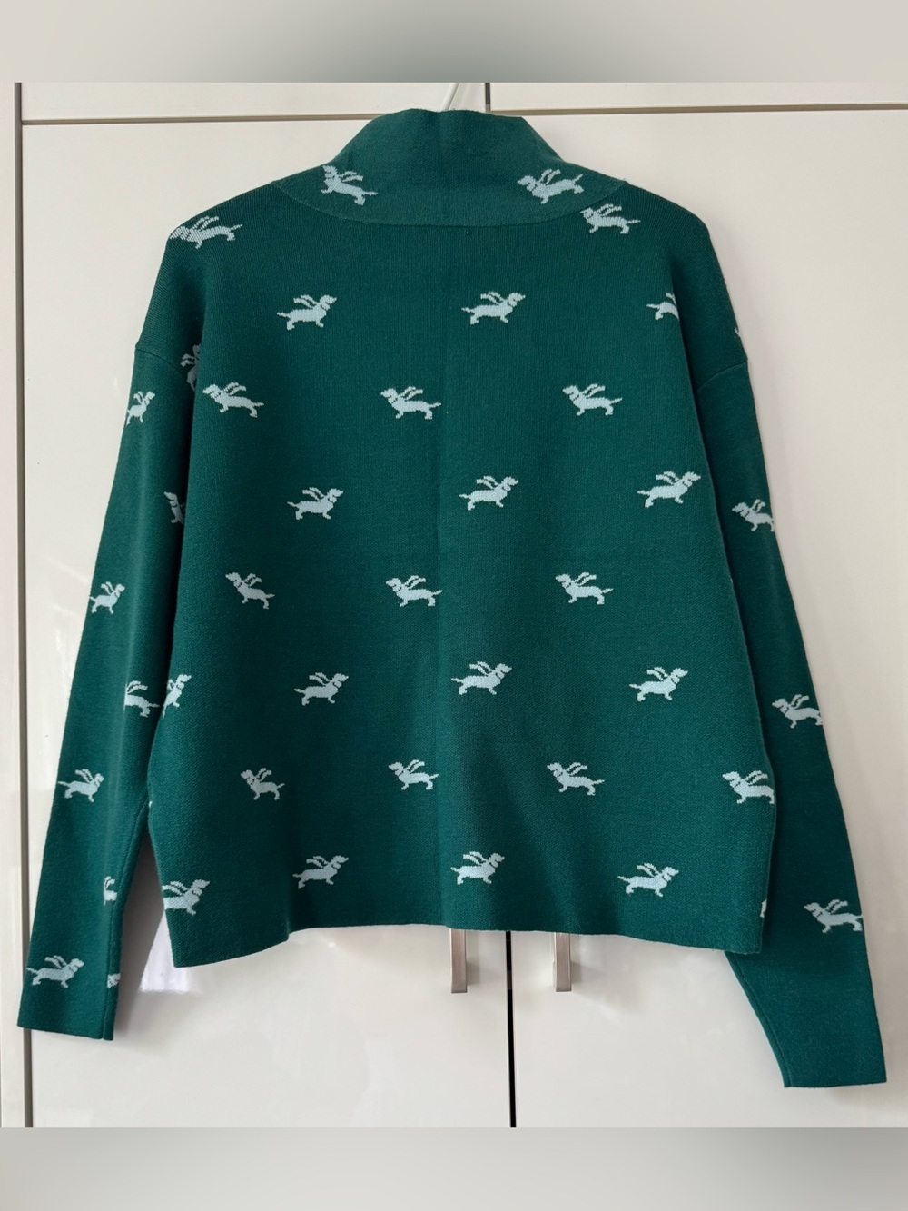 NWT Size XS (P2P 22")-Maeve CARYS Mock Neck Sweater Dachshund Dog Green (US$ 98) - Picture 6 of 16